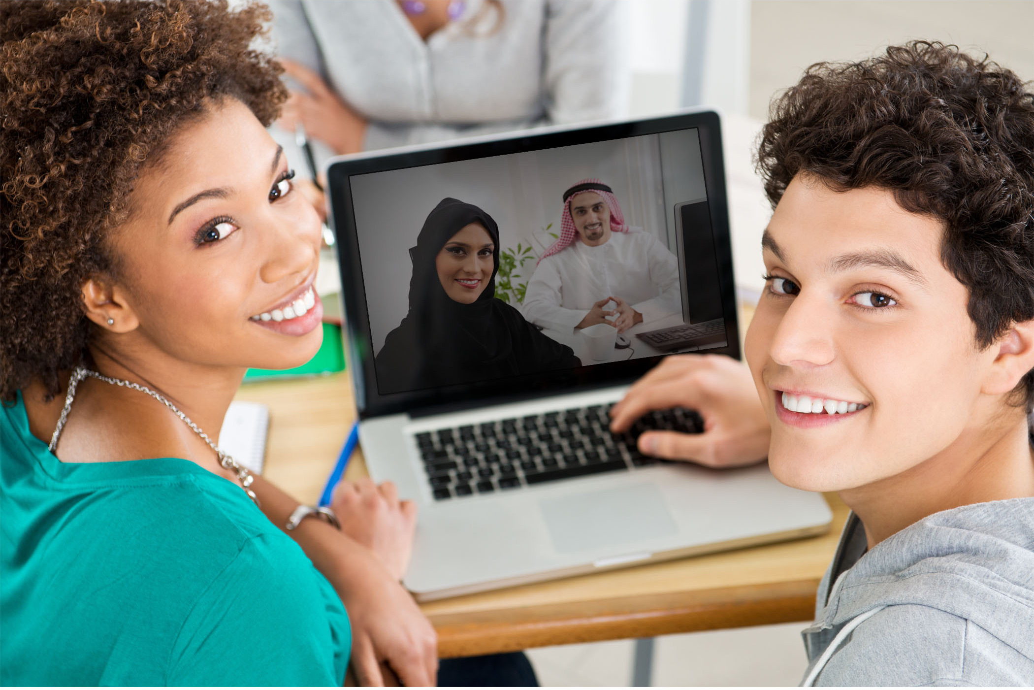 Improve in English through Skype or other video chat services.